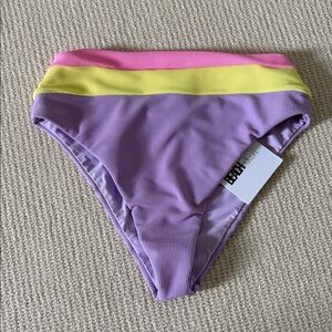 NWT Beach Riot Heidi Ribbed Colorblock HighWaisted Swim Bottom M